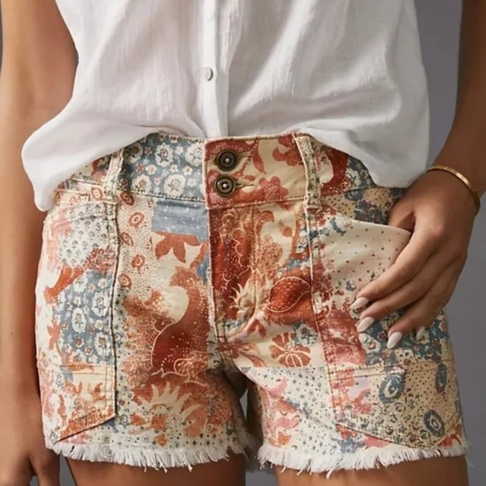 Pilcro 'The Wanderer' Patchwork Patterned Shorts … - image 1